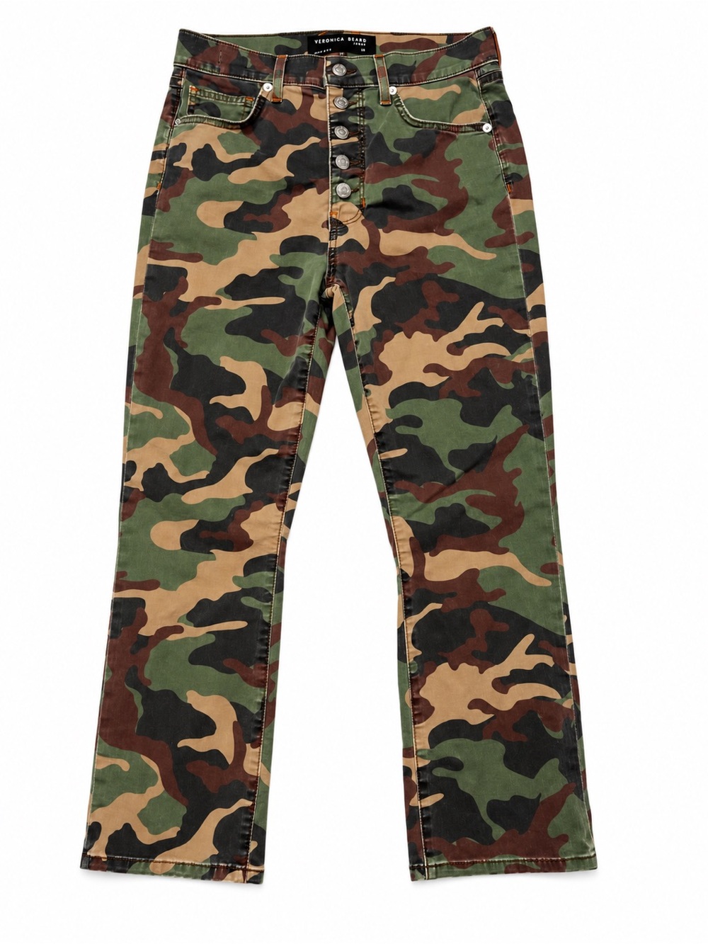 Veronica Beard Camo Carly kick Flare Jeans - Green/Brown size 29